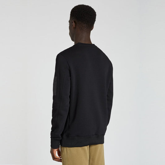 - Cotton Sweatshirt With Sleeve-Pocket - Black