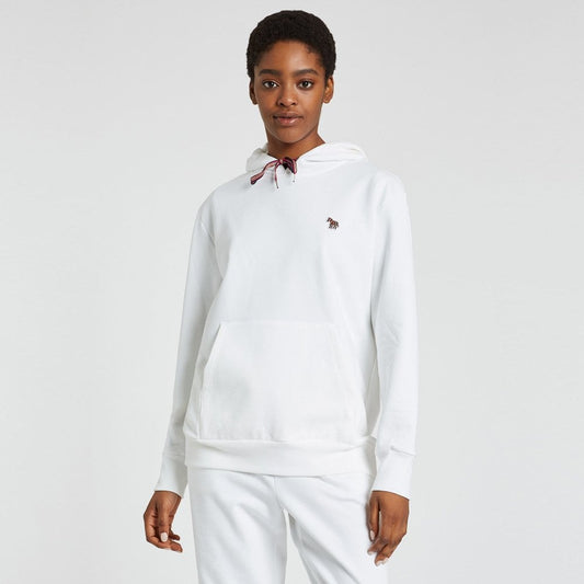 - Women's Zebra Logo Cotton Hoodie - White