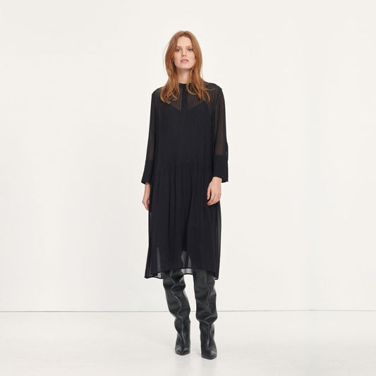 - Chiffon Shirt Dress - Black