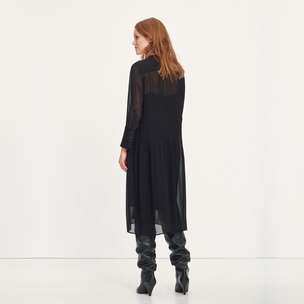 - Chiffon Shirt Dress - Black