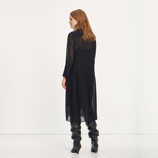 - Chiffon Shirt Dress - Black