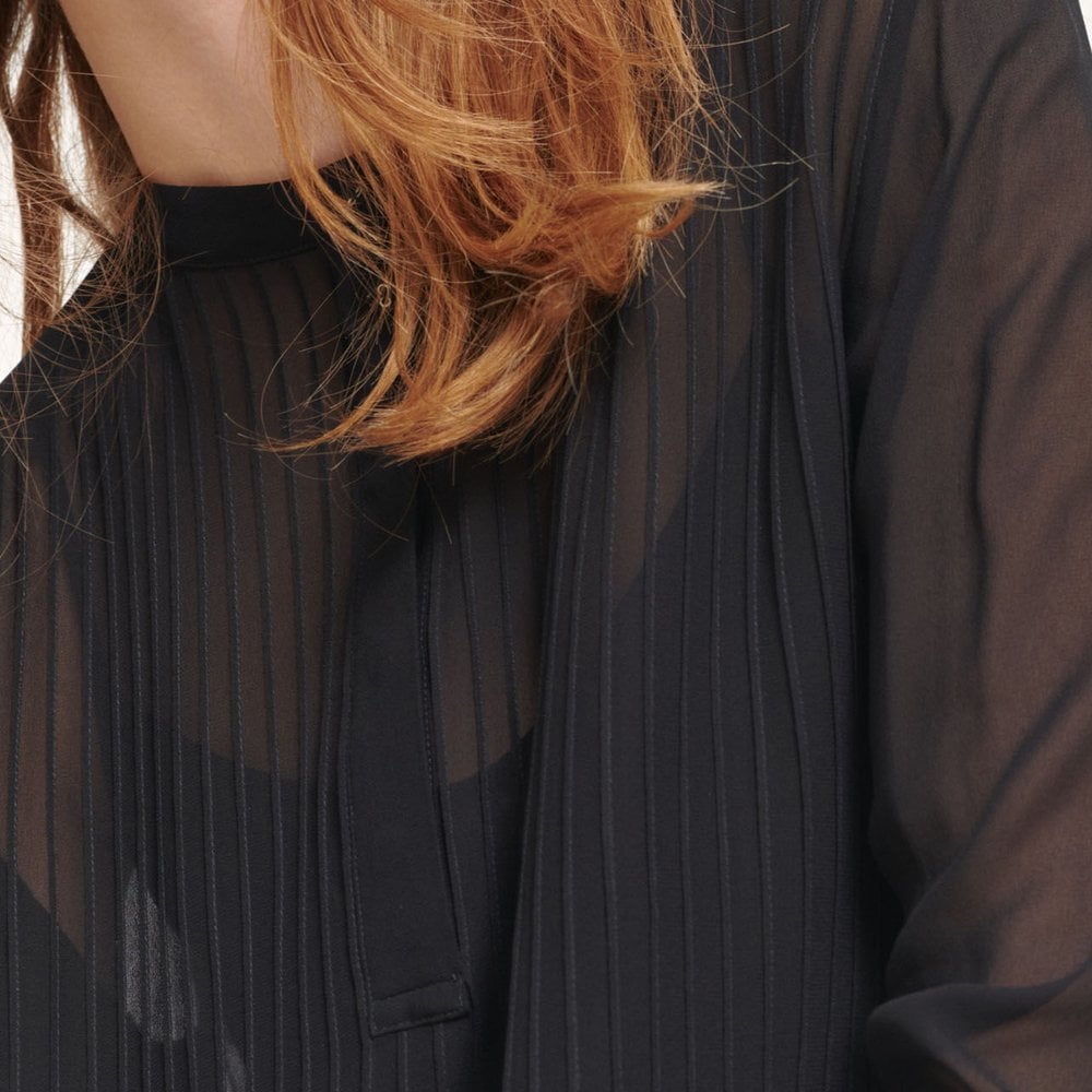 - Chiffon Shirt Dress - Black