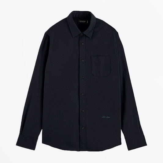 - Cotton Twill Shirt - Dark Navy