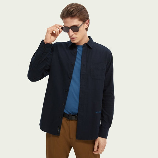 - Cotton Twill Shirt - Dark Navy
