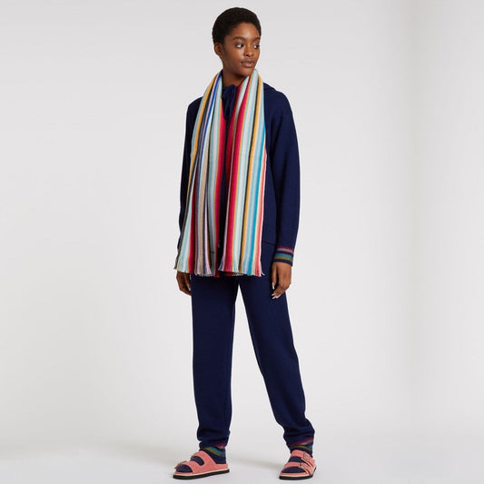 - 'Swirl Stripe' Wool Scarf - Multi
