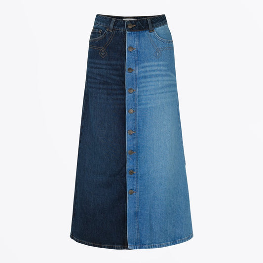 - Nute - Button Denim Skirt - Blue