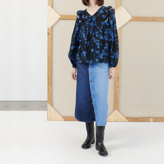 - Nute - Button Denim Skirt - Blue