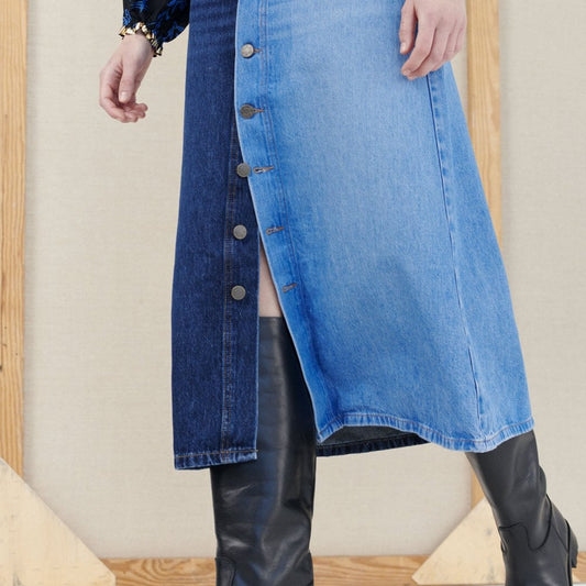 - Nute - Button Denim Skirt - Blue