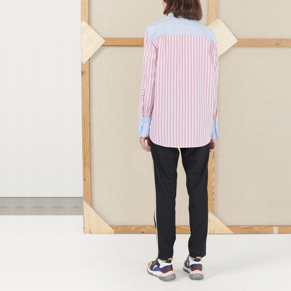 - Noel - Stripe Bib Shirt - Red/Blue