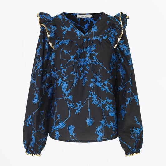 - Numina - Floral Print Top - Black/Blue