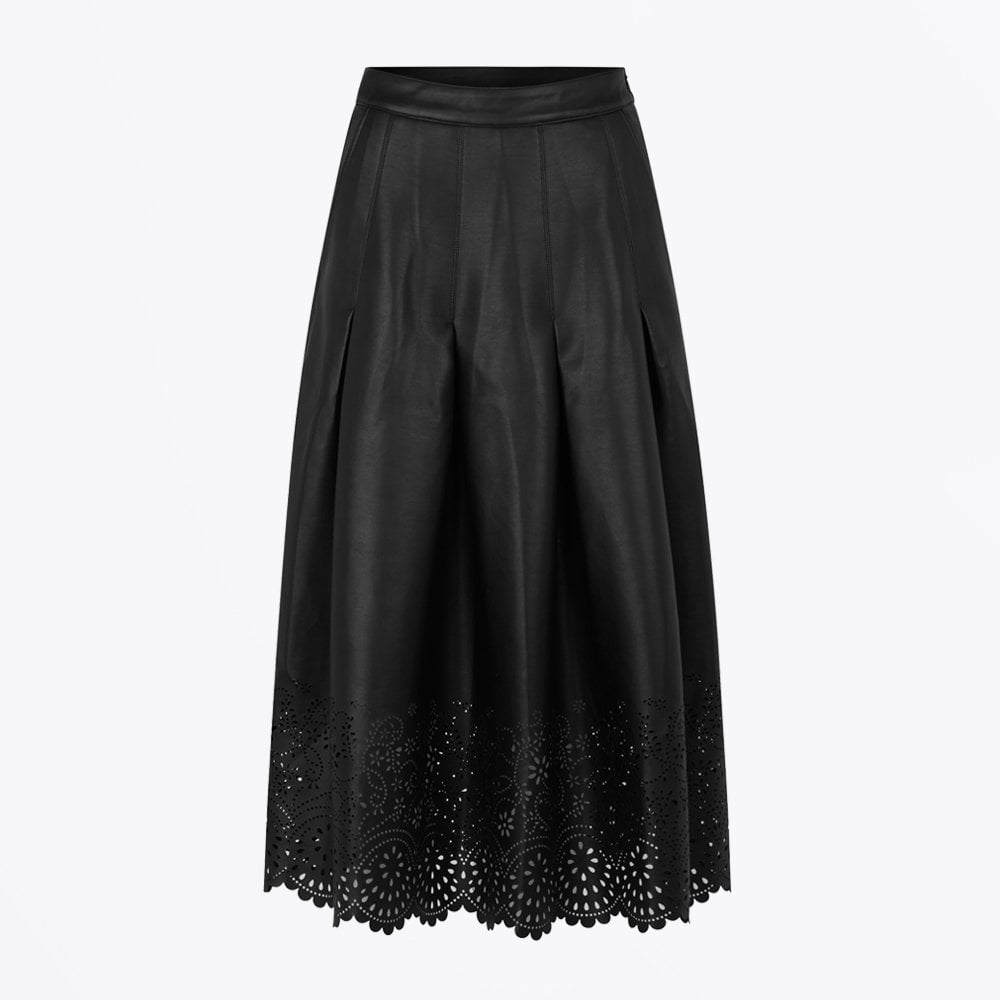 Munthe Neil - Laser Cut Leather Skirt - Black