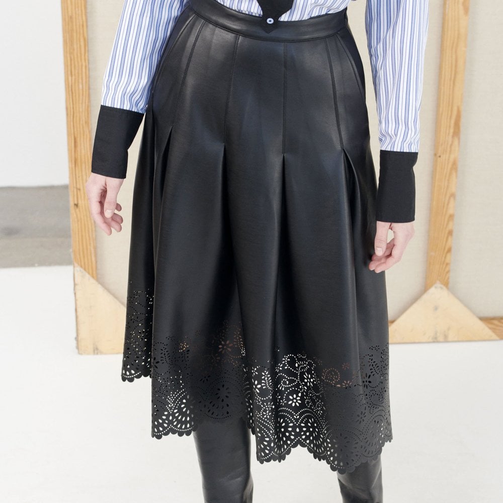 Munthe Neil - Laser Cut Leather Skirt - Black