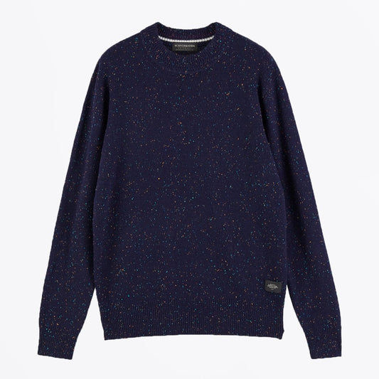 - Speckled Wool-Blend Sweater - Navy Blue