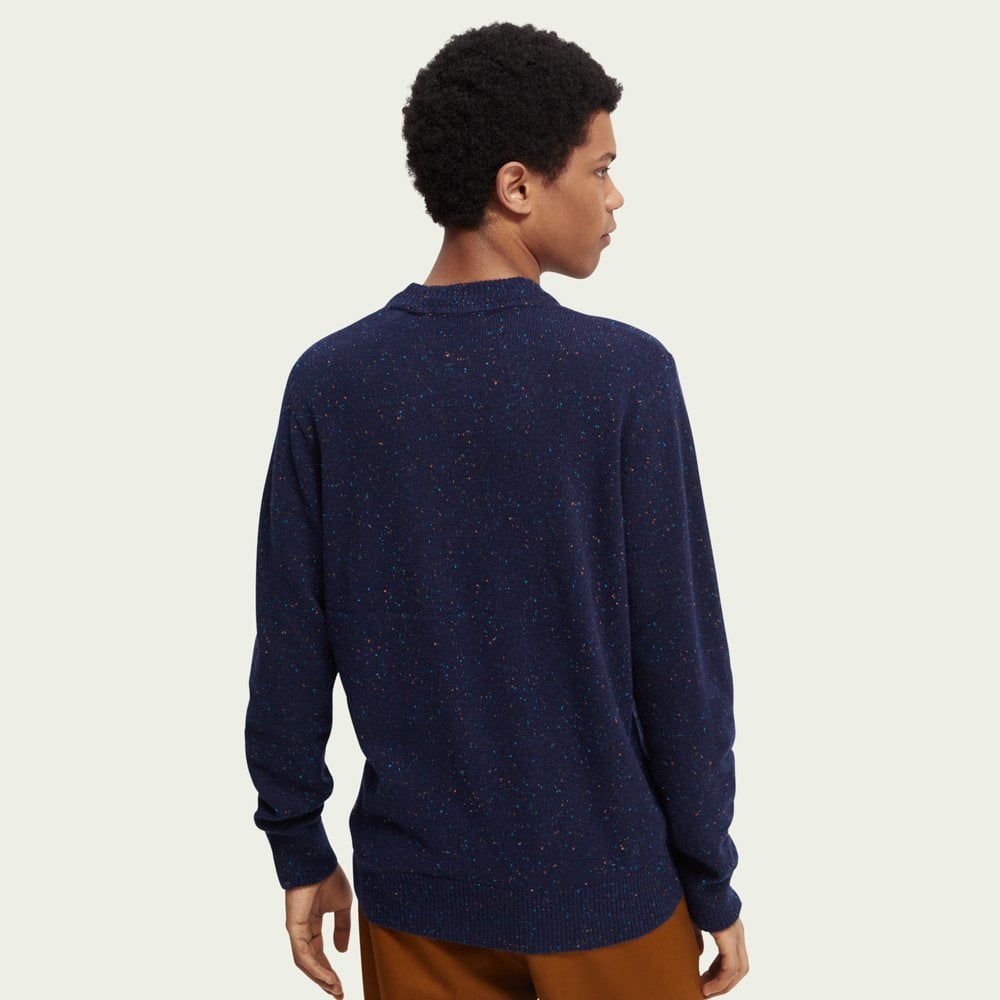 - Speckled Wool-Blend Sweater - Navy Blue