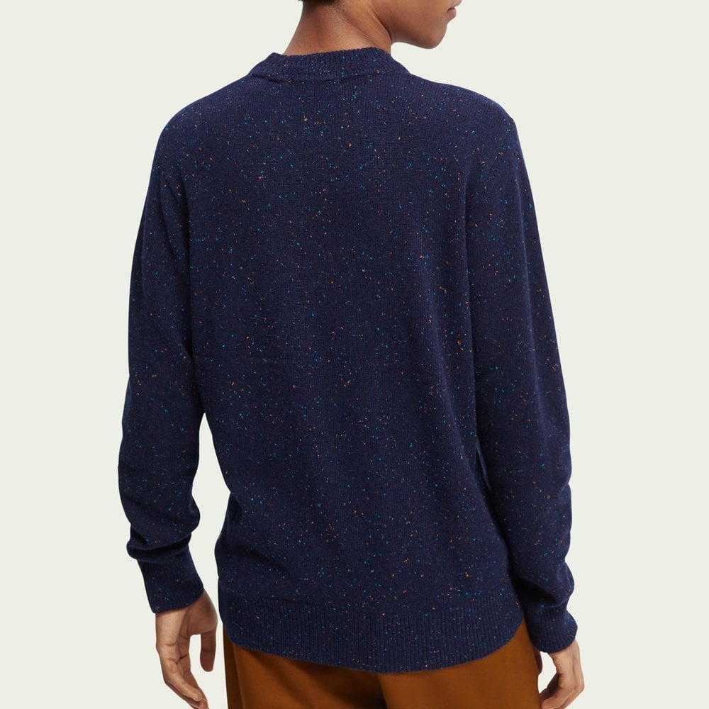 - Speckled Wool-Blend Sweater - Navy Blue