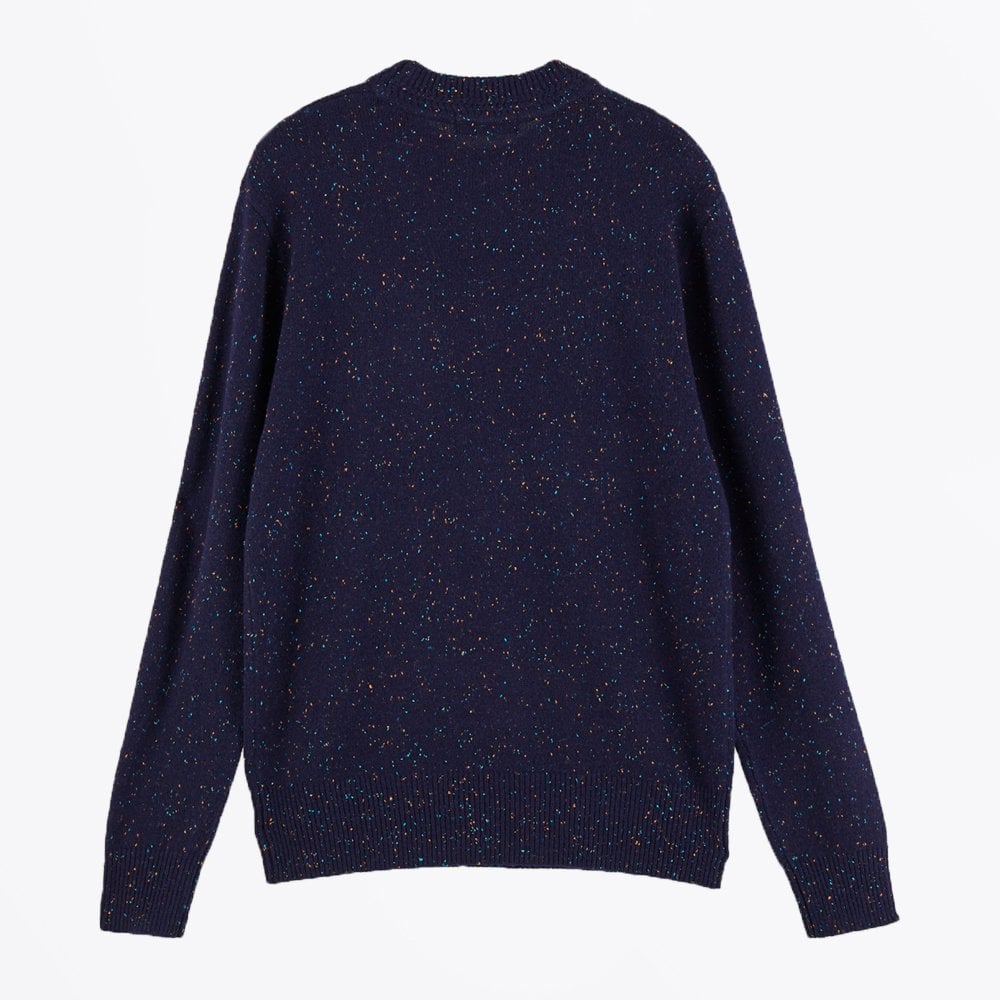 - Speckled Wool-Blend Sweater - Navy Blue