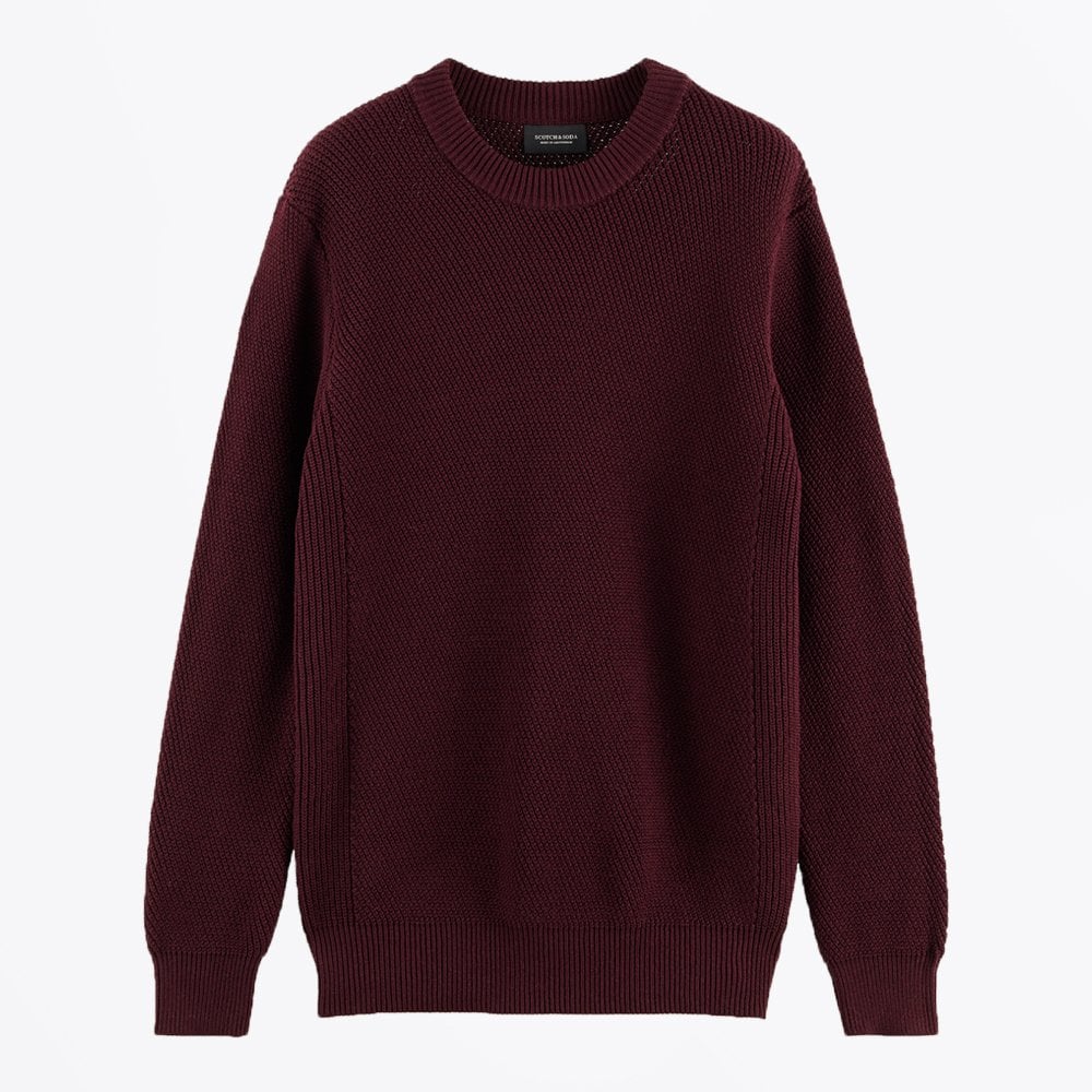 Scotch Knitted Crew-Neck Pullover - Burgundy