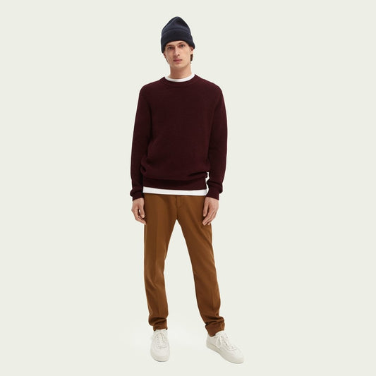 Knitted Crew-Neck Pullover - Burgundy