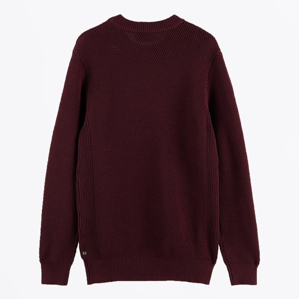 Knitted Crew-Neck Pullover - Burgundy