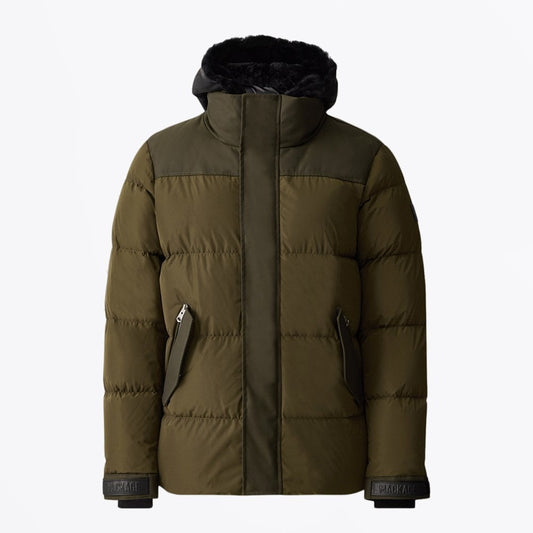 - Riley - Down Jacket with removable shearling bib - Green