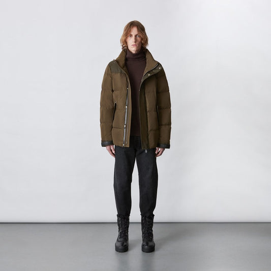 - Riley - Down Jacket with removable shearling bib - Green