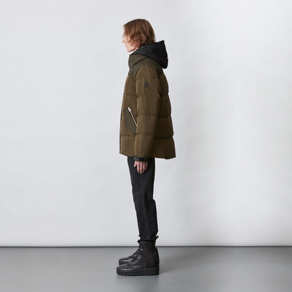 - Riley - Down Jacket with removable shearling bib - Green