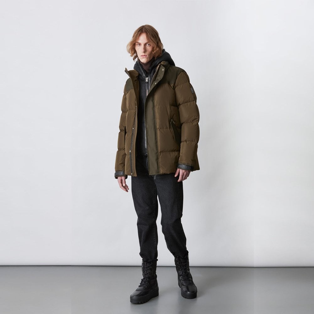 - Riley - Down Jacket with removable shearling bib - Green