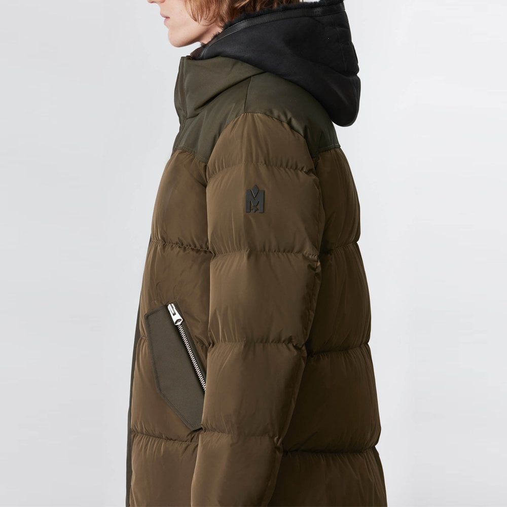 - Riley - Down Jacket with removable shearling bib - Green