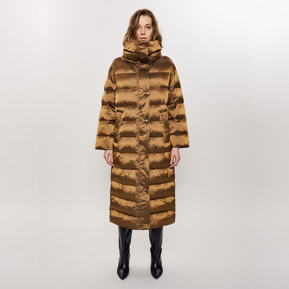 - Quilted Long Padded Coat - Caramel