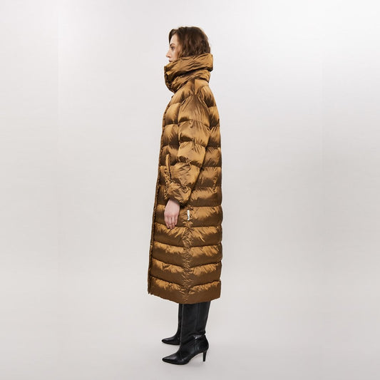 - Quilted Long Padded Coat - Caramel