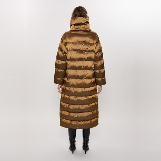 - Quilted Long Padded Coat - Caramel
