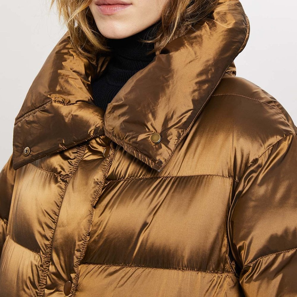 - Quilted Long Padded Coat - Caramel