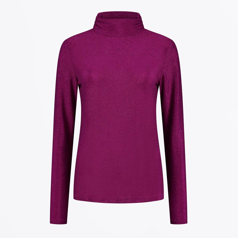 Pom Metallic Shimmer Turtleneck - Pink