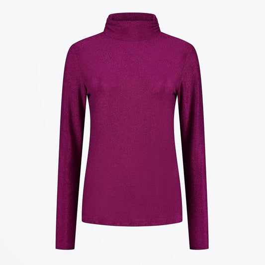 Metallic Shimmer Turtleneck - Pink