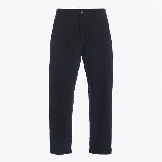 - Cotton Twill Trousers - Black