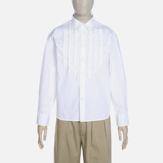 - Poplin Frill Front Shirt - White
