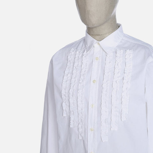 - Poplin Frill Front Shirt - White