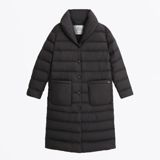 - Ellis - Long Quilted Coat - Black