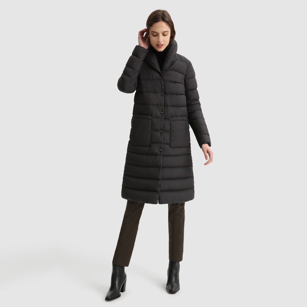 - Ellis - Long Quilted Coat - Black