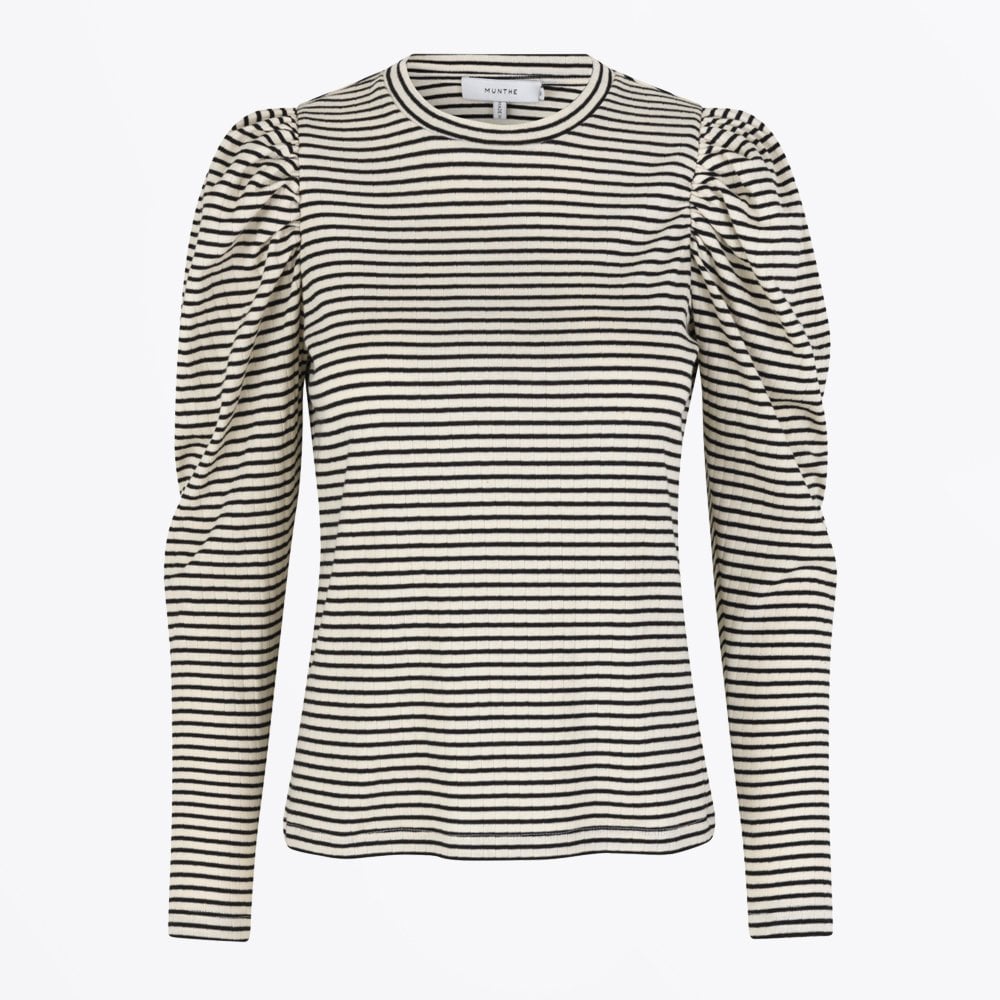 Munthe Nikolaz - Puff Sleeve Stripe Top - Black/White