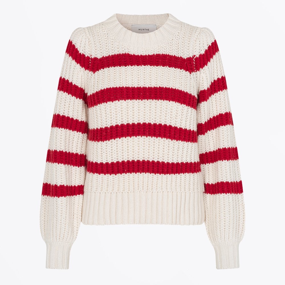 Munthe Nimble - Striped Pullover - Off-White/Red