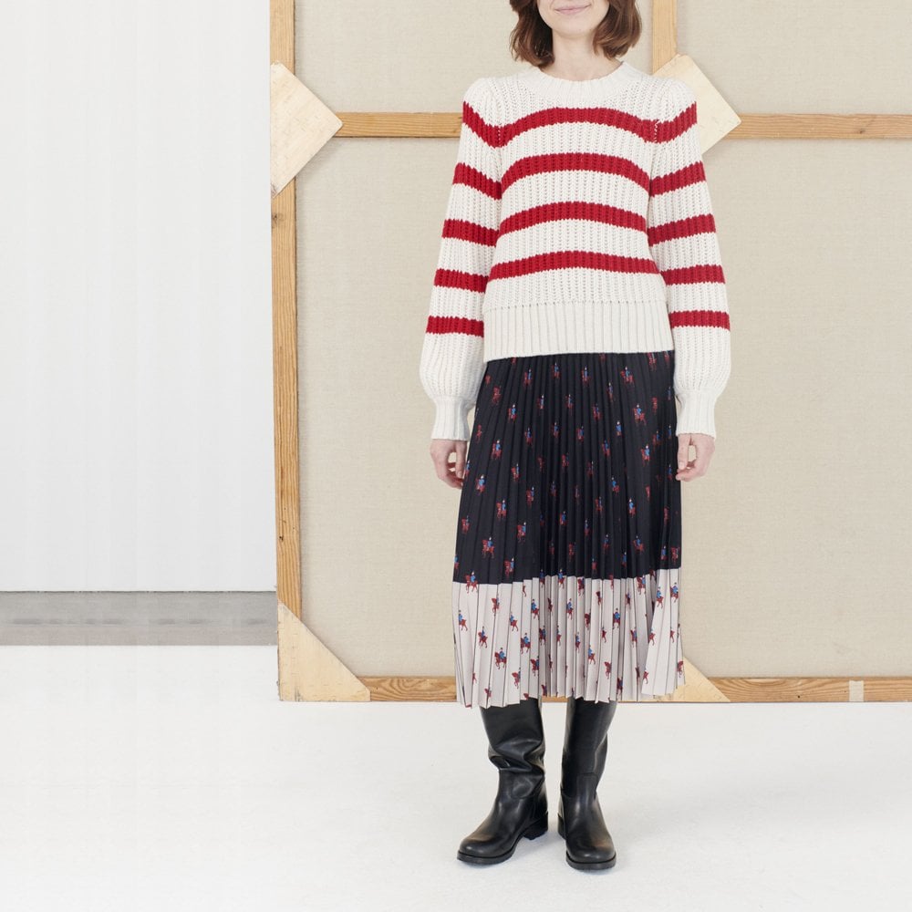 Munthe Nimble - Striped Pullover - Off-White/Red