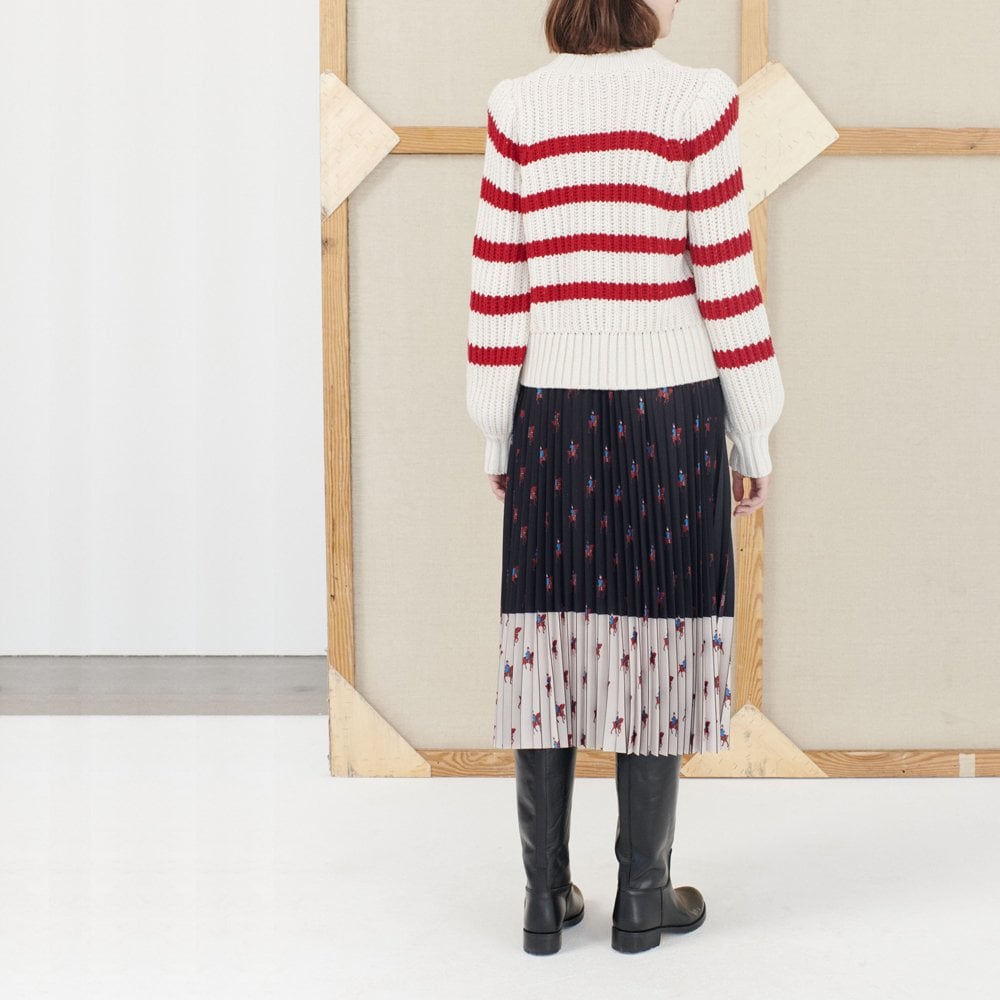 Munthe Nimble - Striped Pullover - Off-White/Red