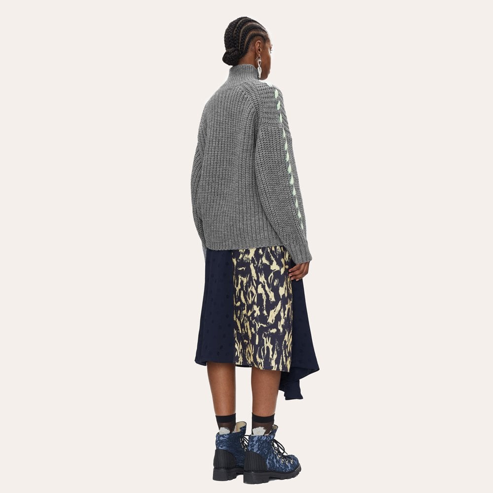 - Sugsi - Rib Knit Turtleneck Sweater - Grey