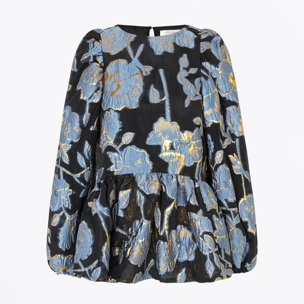 Stine Jenny - Peplum Floral Top - Blue/Black