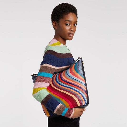 - 'Swirl' Print Leather Hobo Bag - Multi