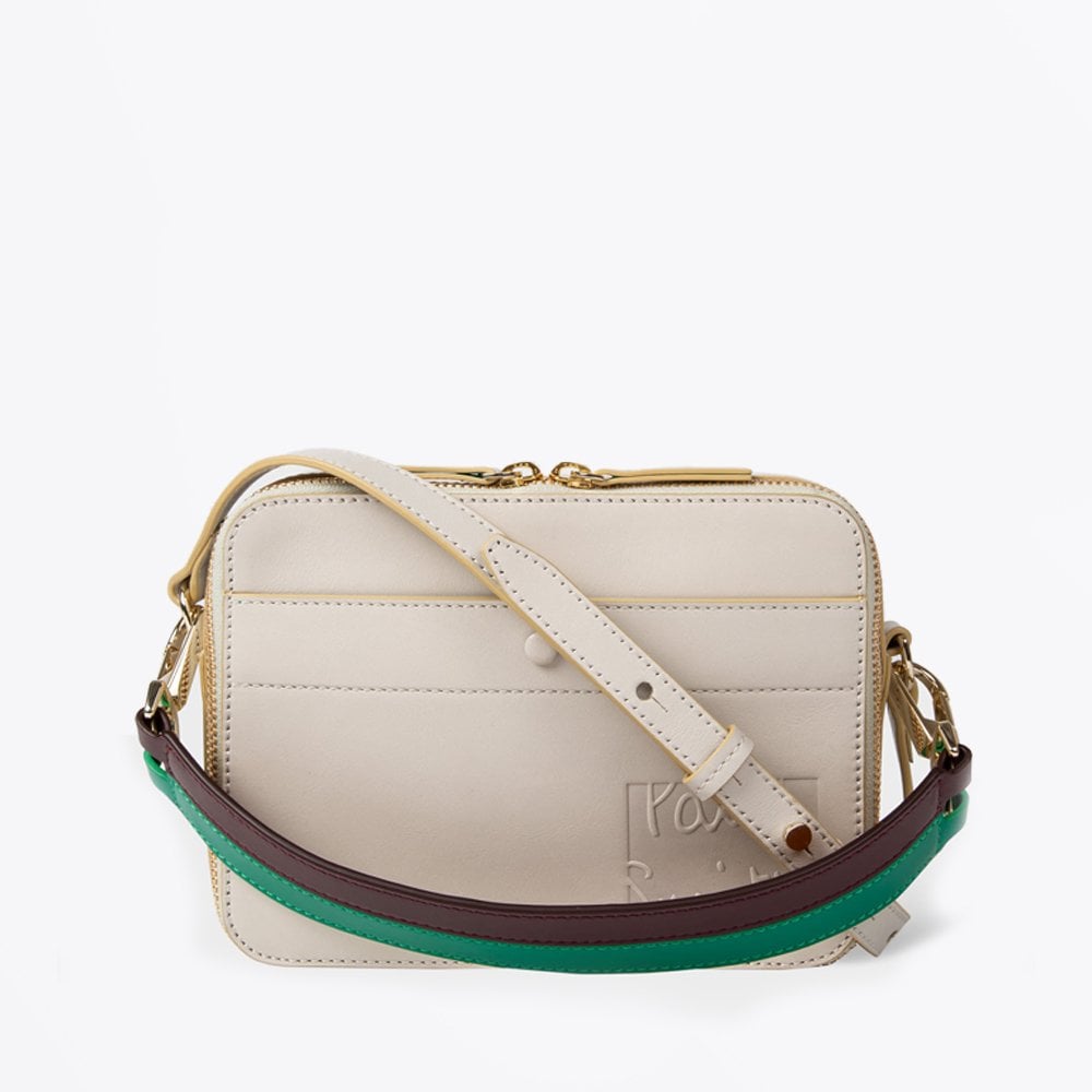 Paul Leather Cross Body Bag With Emboss - Cream