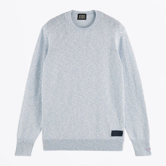 Knit Crew Neck Sweater - Blue Melange