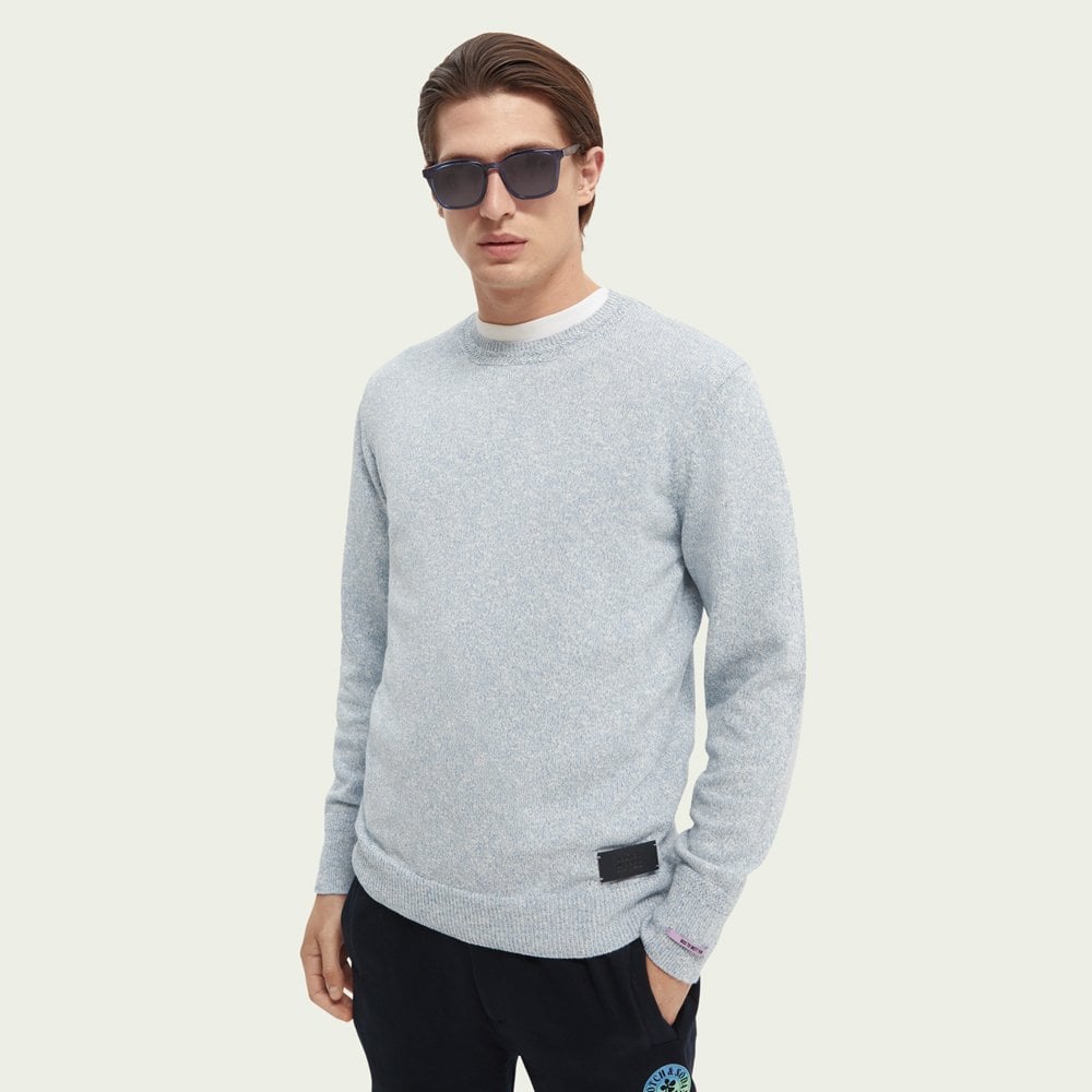 Knit Crew Neck Sweater - Blue Melange
