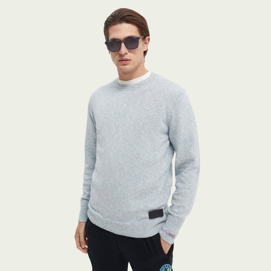 Knit Crew Neck Sweater - Blue Melange